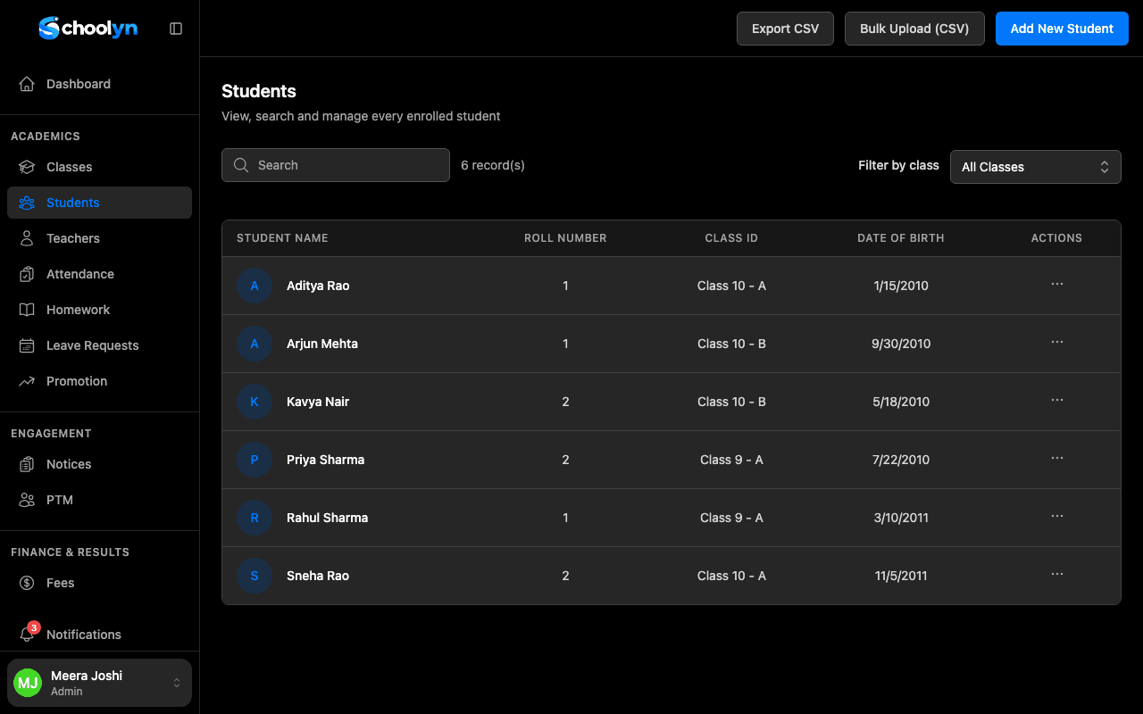 Students screen